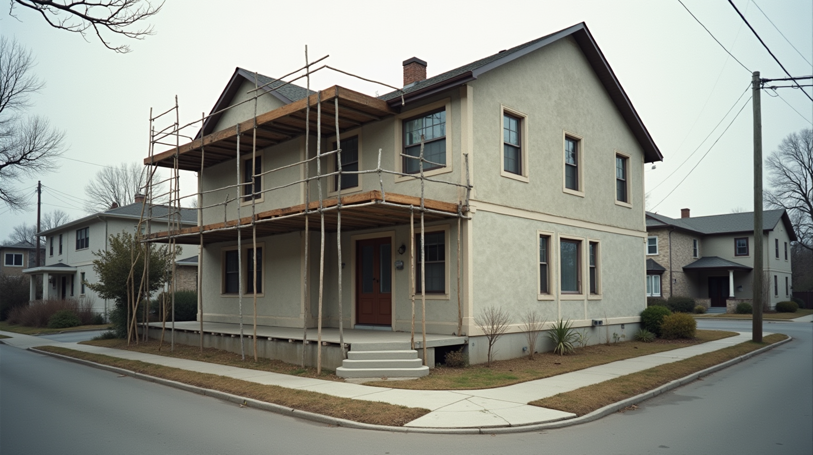 Partially renovated duplex showing the repositioning phase of a real estate investment